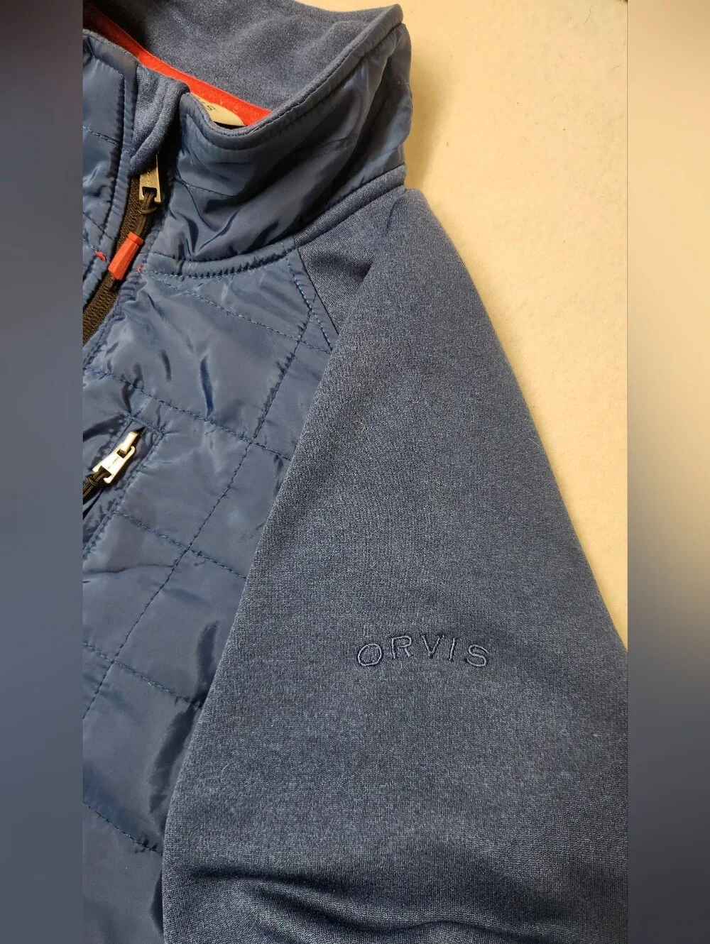 Orvis Men's M Blue Quilted Mixed Media Hybrid Jacket Trailhead Gorpcore Puffer